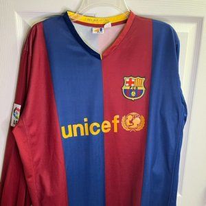 FC BARCELONA Unicef Soccer Jersey La Liga Size L #11 Bojan Rivaldo MISPRINT
